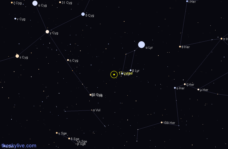 Finder chart 17 Lyrae star
