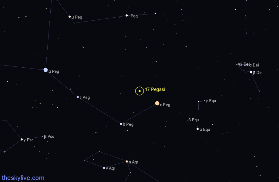 Finder chart 17 Pegasi star