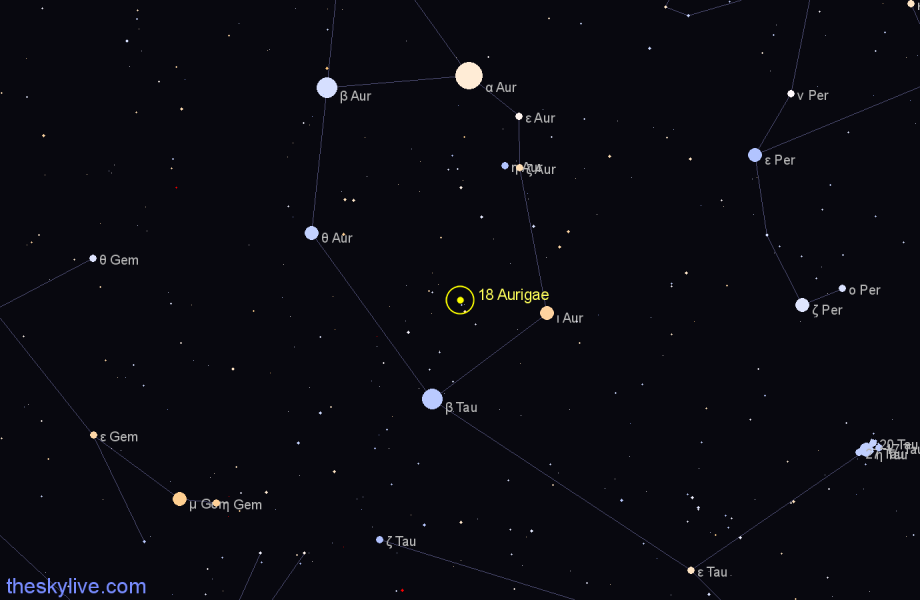 Finder chart 18 Aurigae star