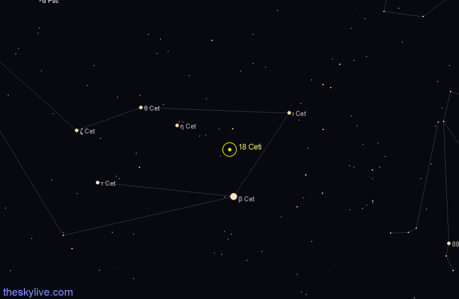 Finder chart 18 Ceti star
