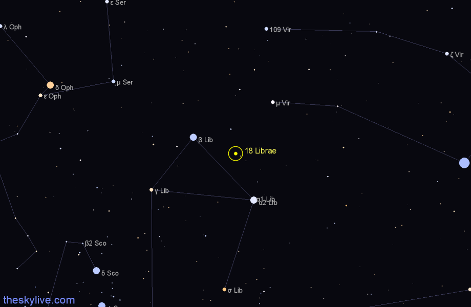 Finder chart 18 Librae star