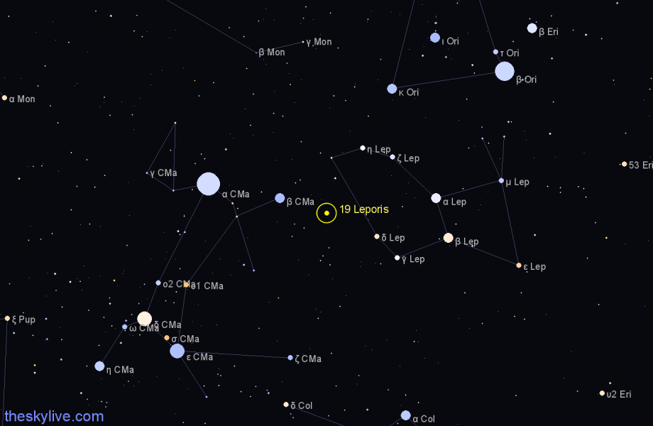 Finder chart 19 Leporis star