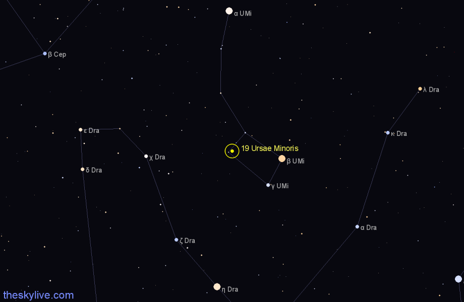 Finder chart 19 Ursae Minoris star