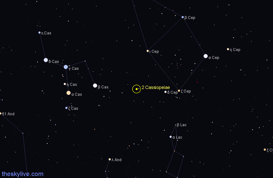 Finder chart 2 Cassiopeiae star