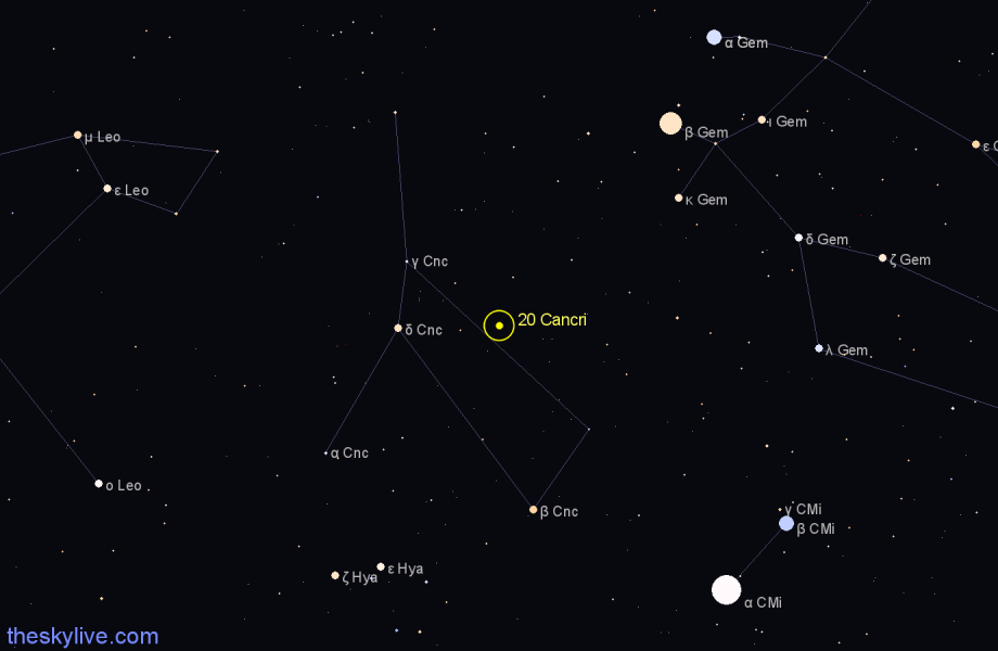 Finder chart 20 Cancri star