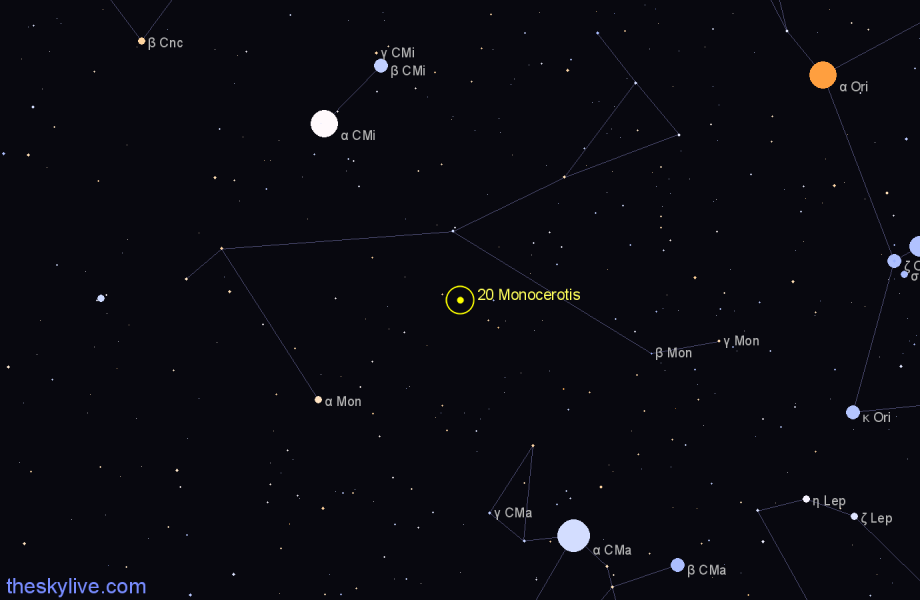 Finder chart 20 Monocerotis star