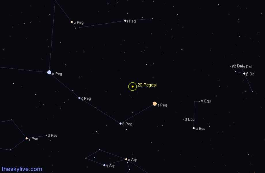 Finder chart 20 Pegasi star