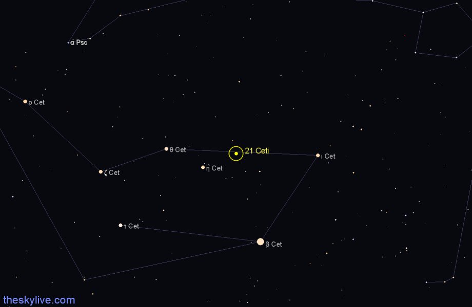 Finder chart 21 Ceti star