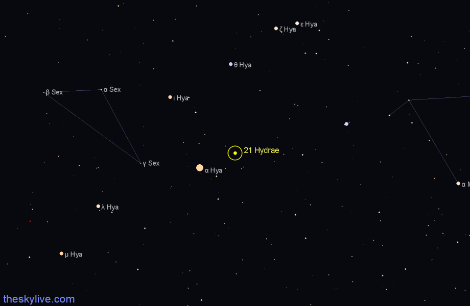 Finder chart 21 Hydrae star