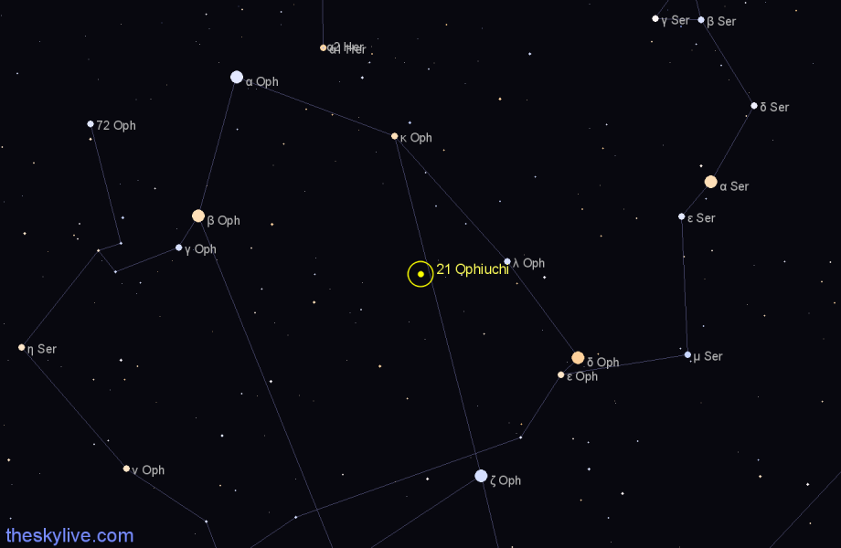 Finder chart 21 Ophiuchi star