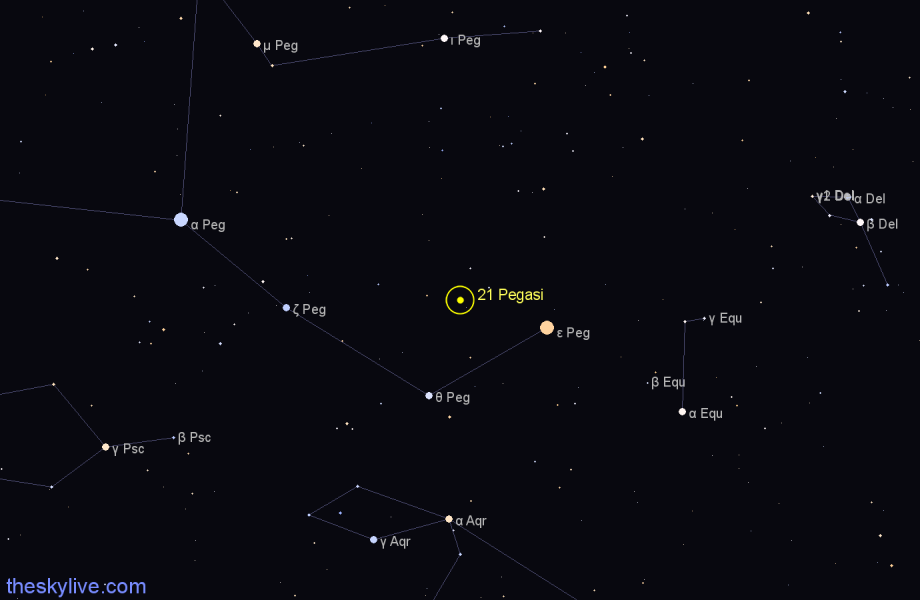 Finder chart 21 Pegasi star