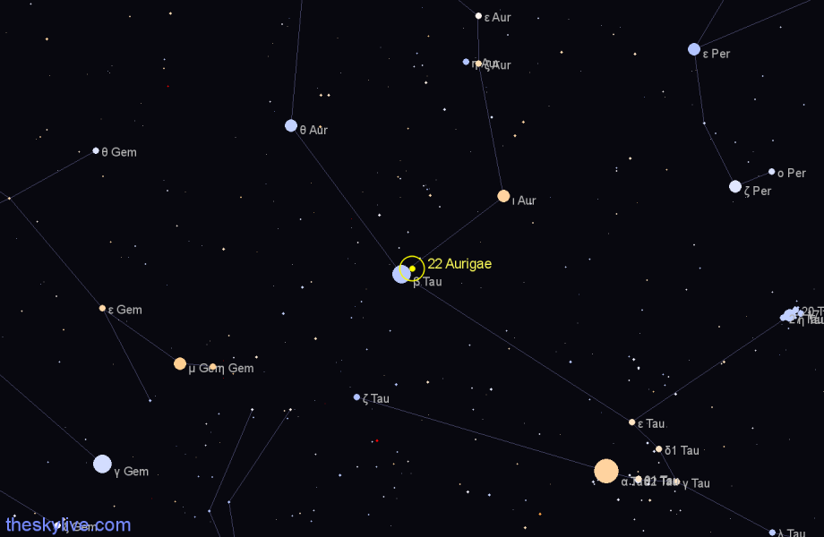 Finder chart 22 Aurigae star