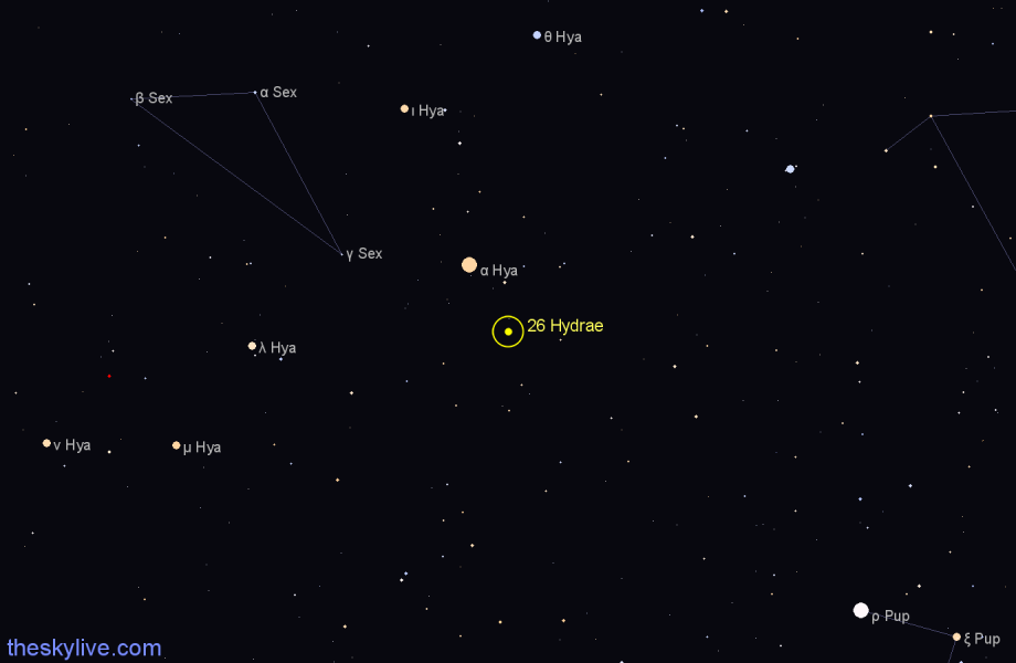 Finder chart 26 Hydrae star