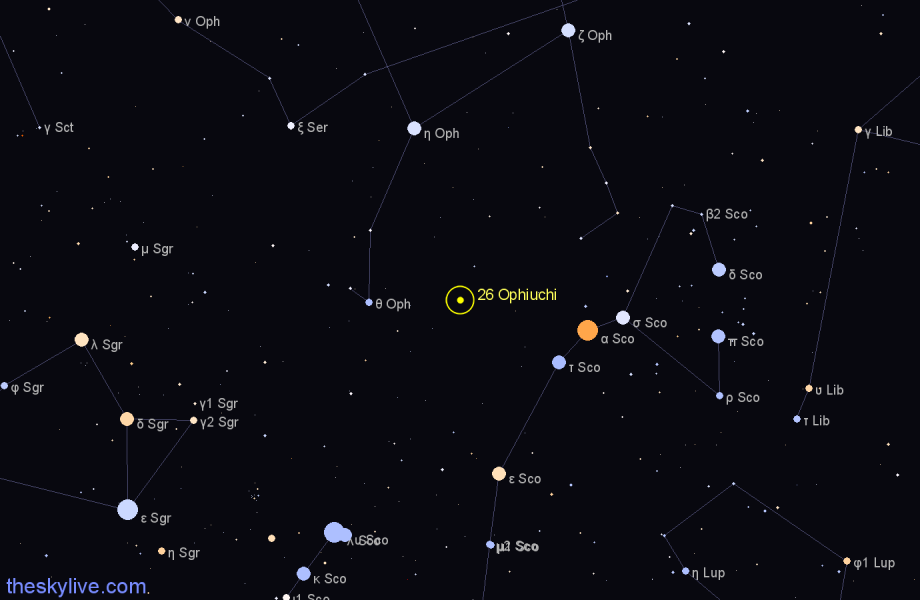 Finder chart 26 Ophiuchi star