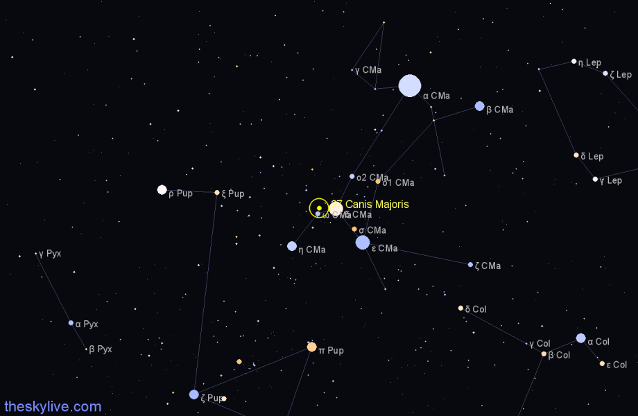 Finder chart 27 Canis Majoris star
