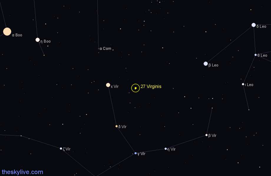 Finder chart 27 Virginis star