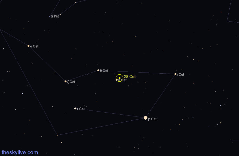 Finder chart 28 Ceti star