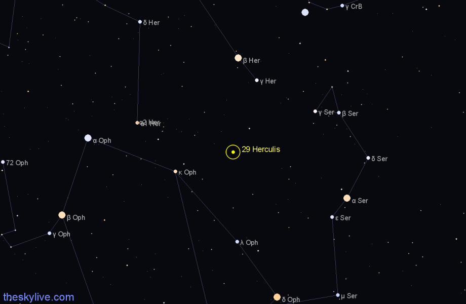 Finder chart 29 Herculis star