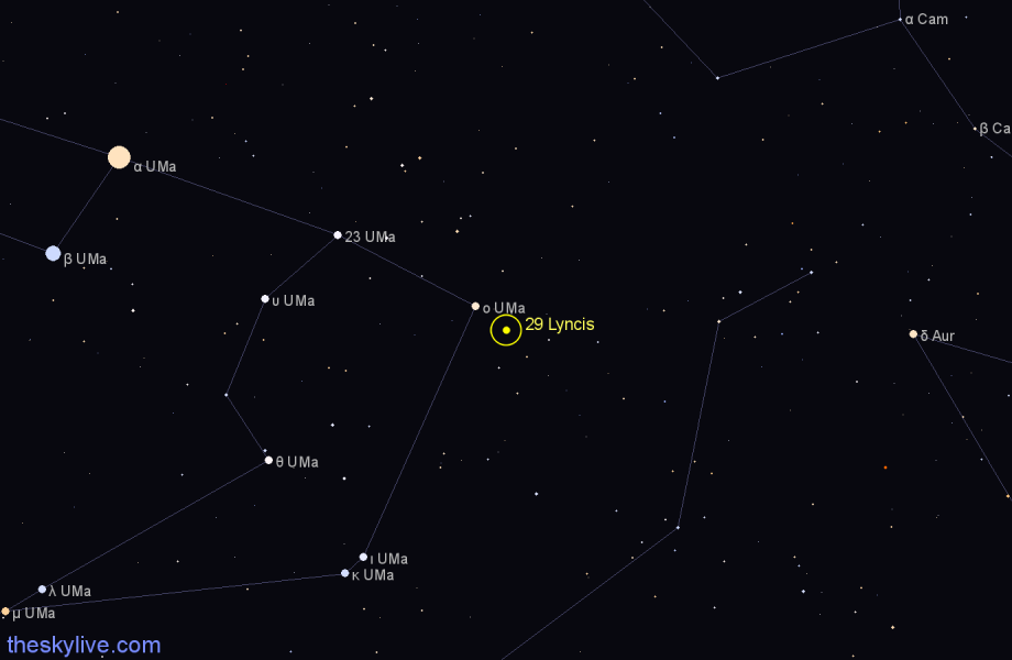 Finder chart 29 Lyncis star