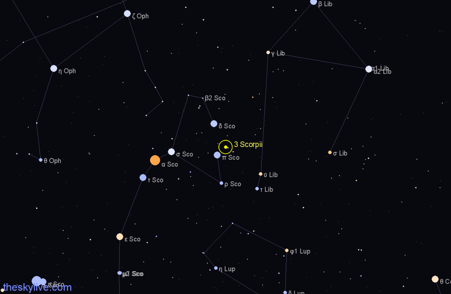 Finder chart 3 Scorpii star