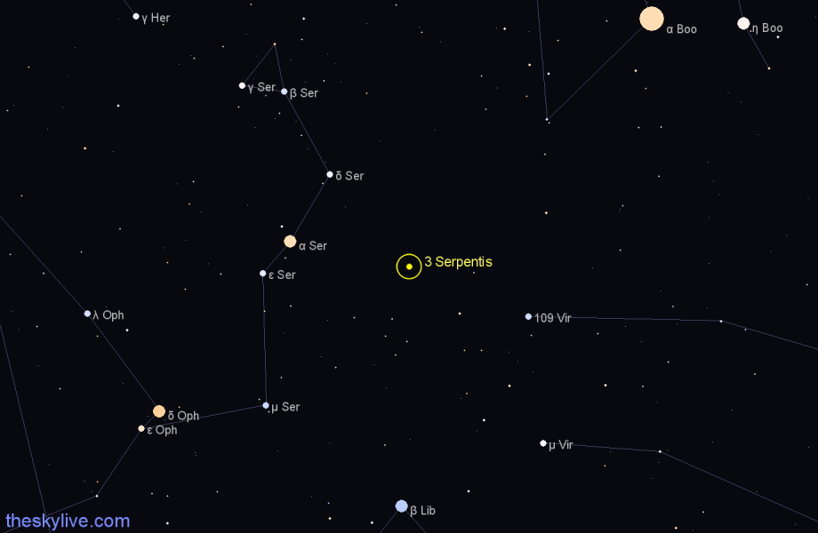 Finder chart 3 Serpentis star