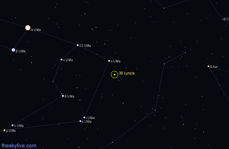 Finder chart 30 Lyncis star