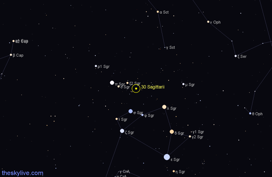 Finder chart 30 Sagittarii star