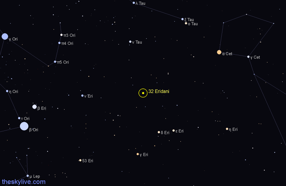 Finder chart 32 Eridani star