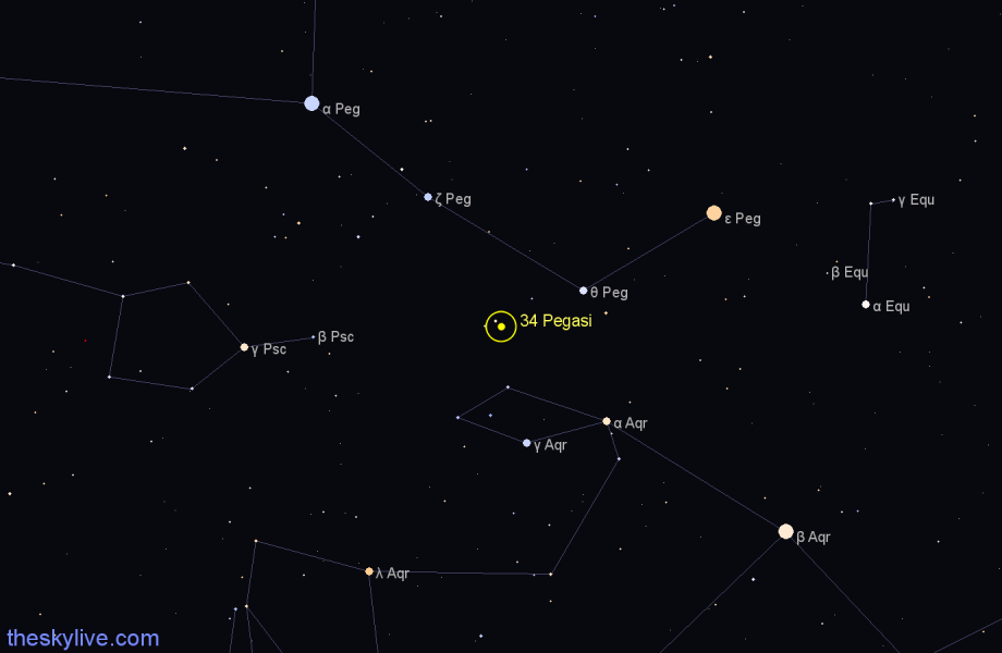 Finder chart 34 Pegasi star