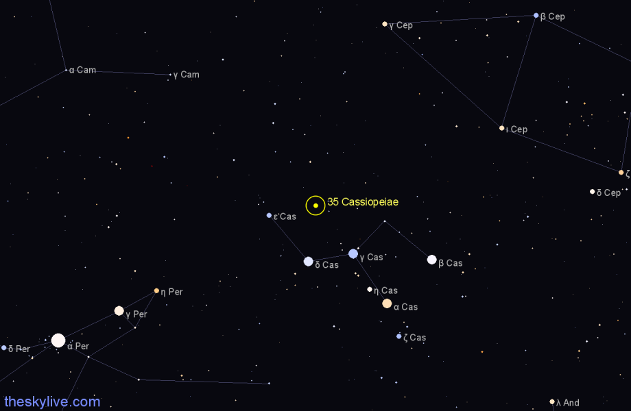 Finder chart 35 Cassiopeiae star