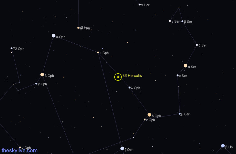 Finder chart 36 Herculis star