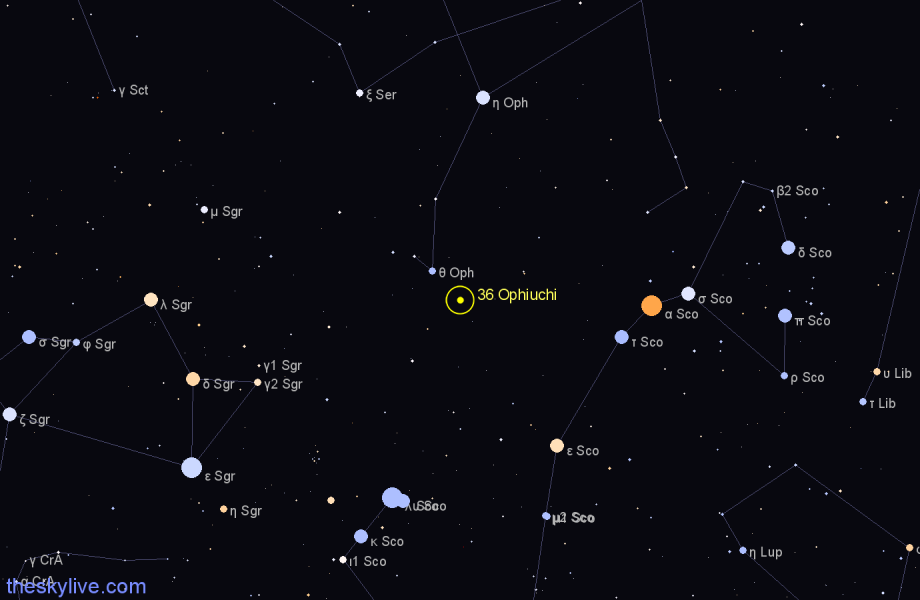 Finder chart 36 Ophiuchi star
