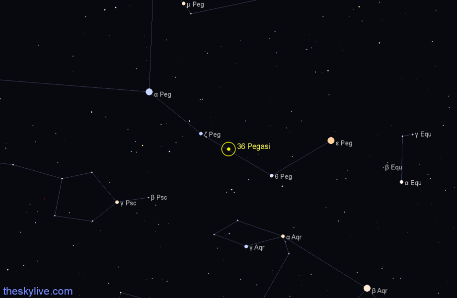 Finder chart 36 Pegasi star