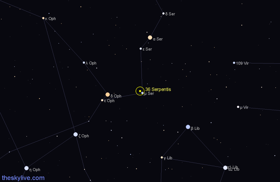 Finder chart 36 Serpentis star