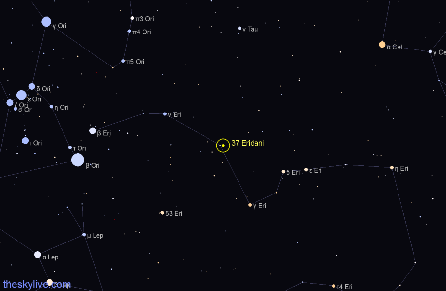 Finder chart 37 Eridani star