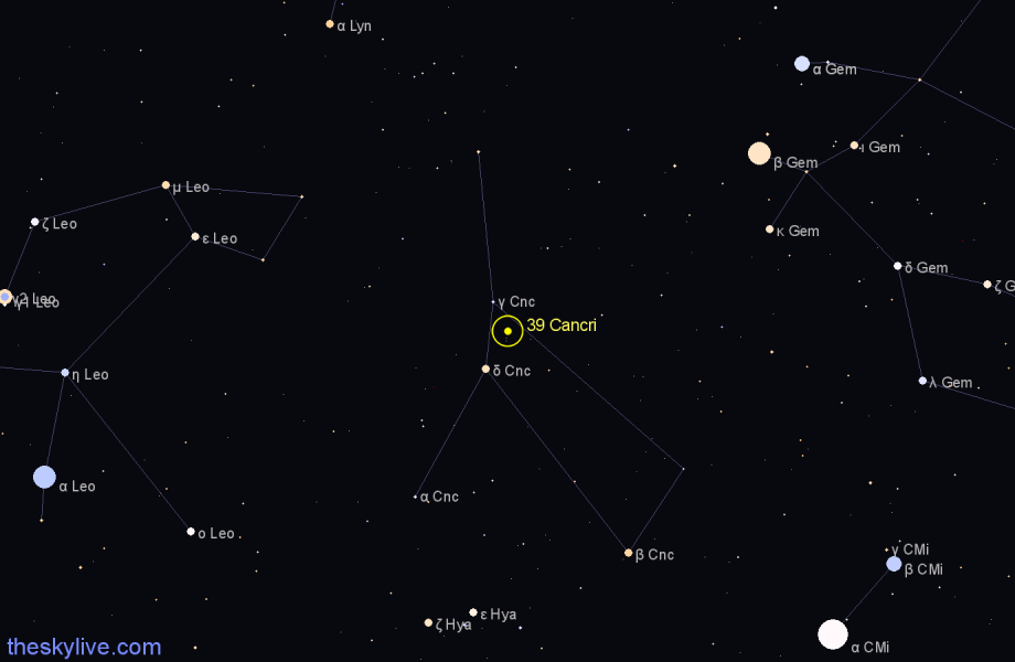 Finder chart 39 Cancri star
