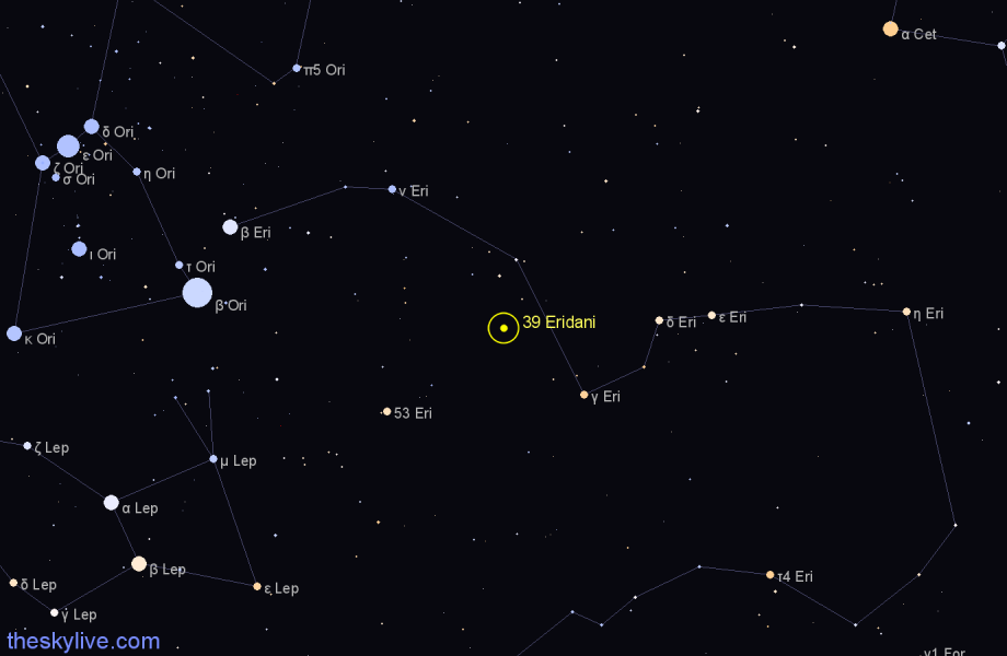 Finder chart 39 Eridani star