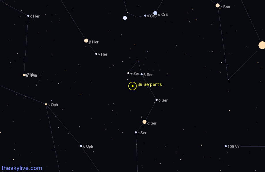 Finder chart 39 Serpentis star