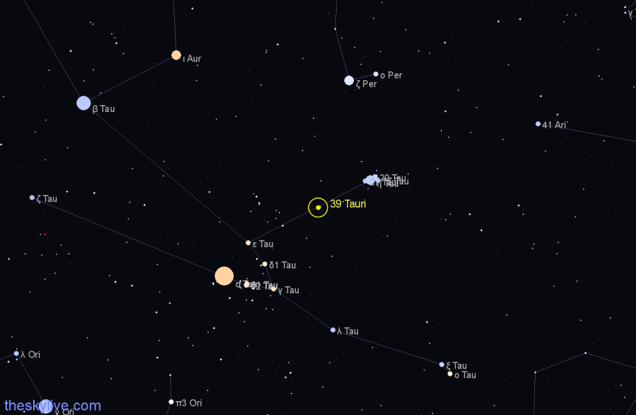 Finder chart 39 Tauri star