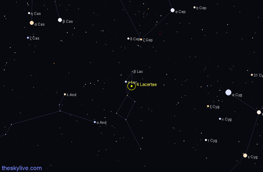 Finder chart 4 Lacertae star