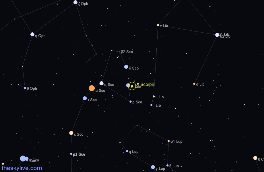 Finder chart 4 Scorpii star
