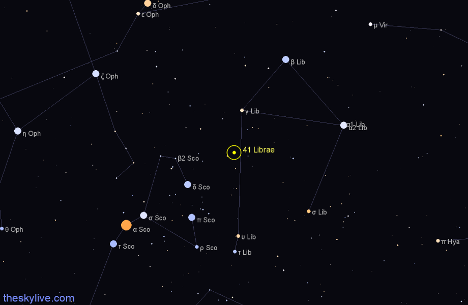 Finder chart 41 Librae star