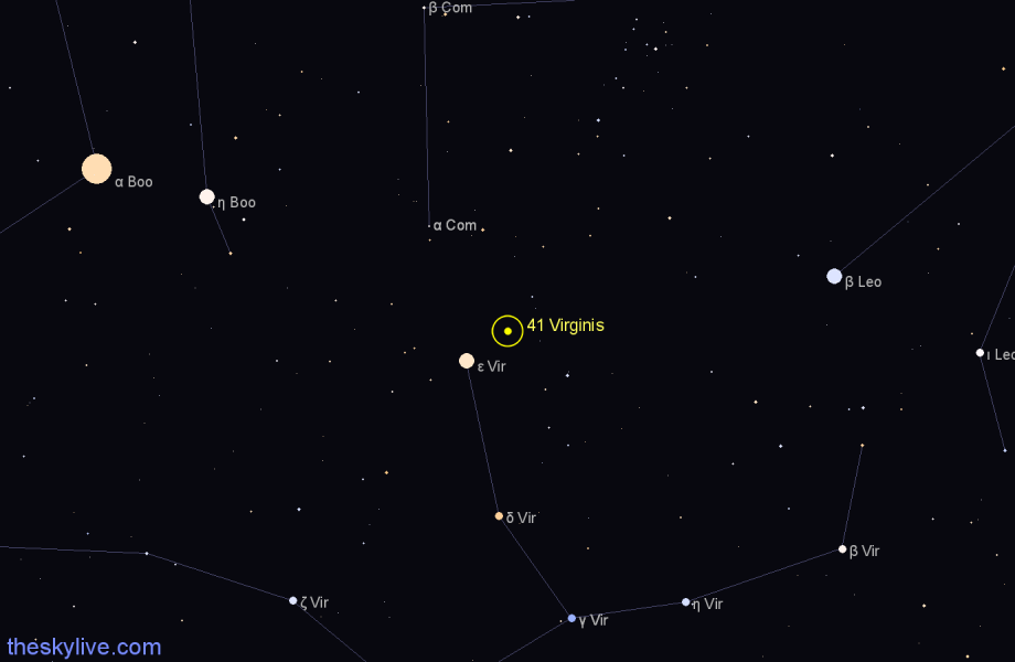 Finder chart 41 Virginis star