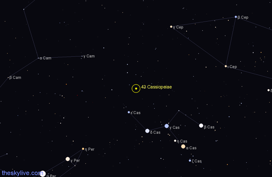 Finder chart 43 Cassiopeiae star