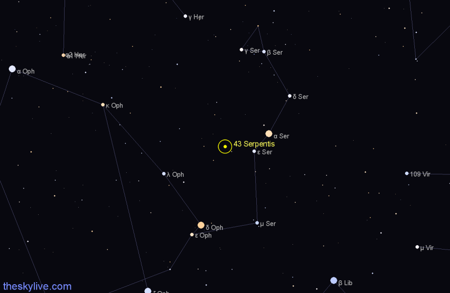 Finder chart 43 Serpentis star