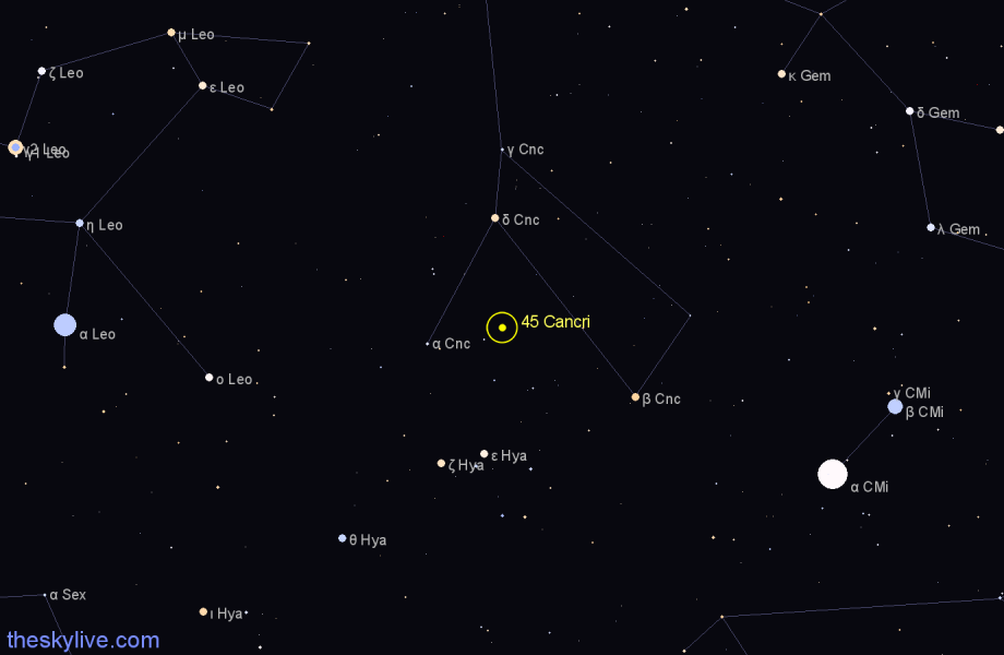 Finder chart 45 Cancri star