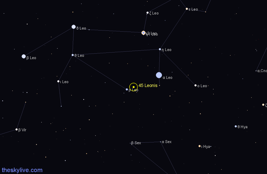 Finder chart 45 Leonis star