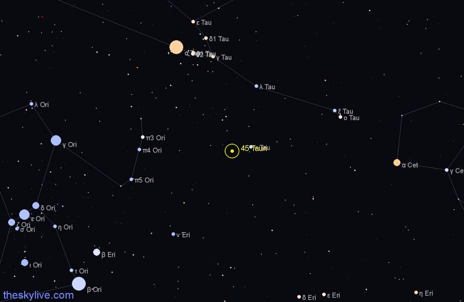 Finder chart 45 Tauri star