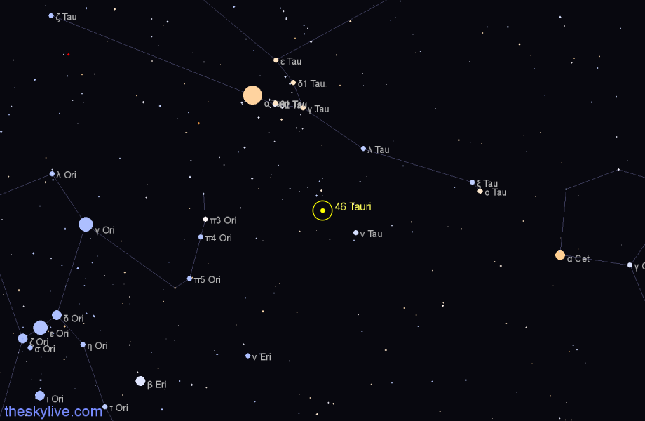 Finder chart 46 Tauri star