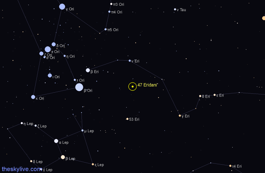 Finder chart 47 Eridani star
